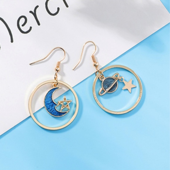 ❤️️NEW MOONLIGHT Planet Star Handmade Earrings 3 - Picture 2 of 2
